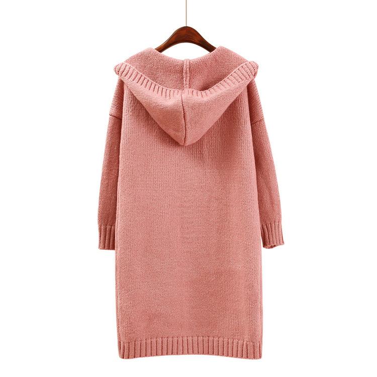 Hooded Pockets Solid Color Women Oversized Cocoon Cardigan