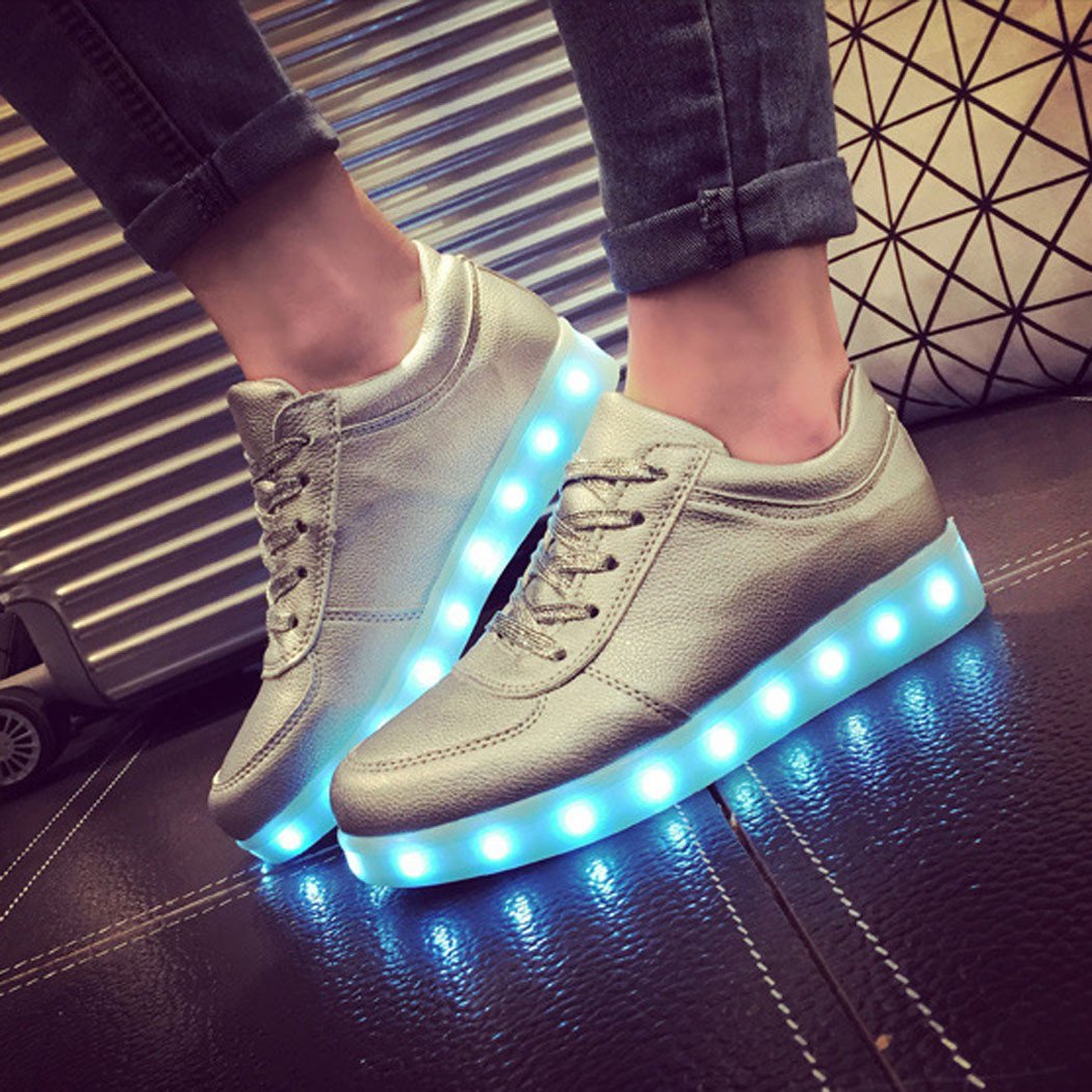Unisex Cool LED Light Lace Up Luminous  Flat Sneaker Shoes - Meet Yours Fashion - 1