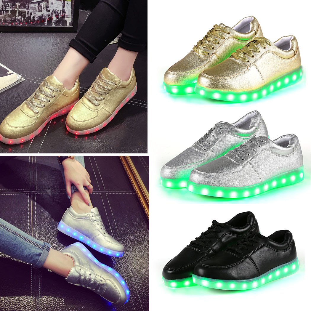 Unisex Cool LED Light Lace Up Luminous  Flat Sneaker Shoes - Meet Yours Fashion - 8
