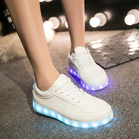 Unisex Cool LED Light Lace Up Luminous  Flat Sneaker Shoes - Meet Yours Fashion - 2