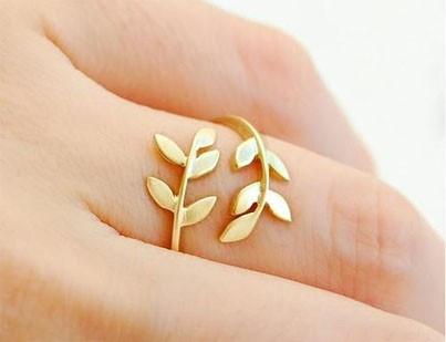 Free Shipping Korean Style Cute Leaf Design Rings