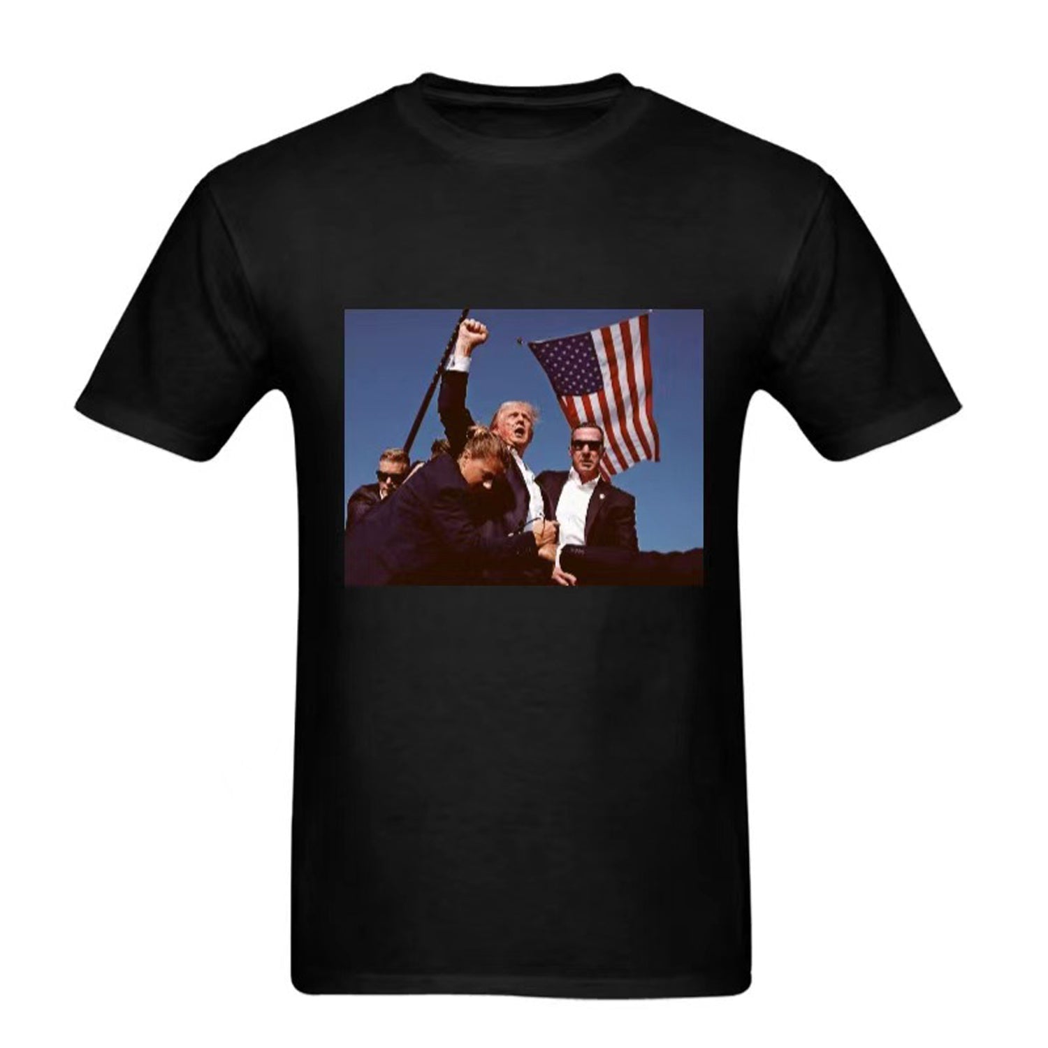 Graphic Summer T-Shirt with Patriotic Flag Print and Historical Image