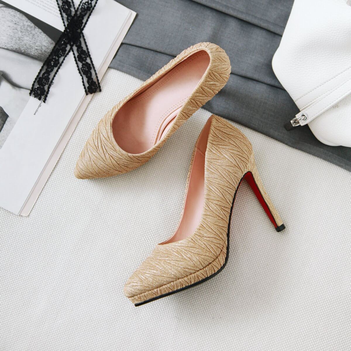Sexy Plain Sequin Pointed Toe Pumps