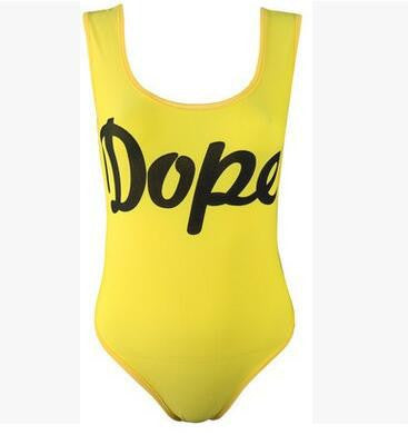 Dope Letter Print Vest One Piece Swimwear