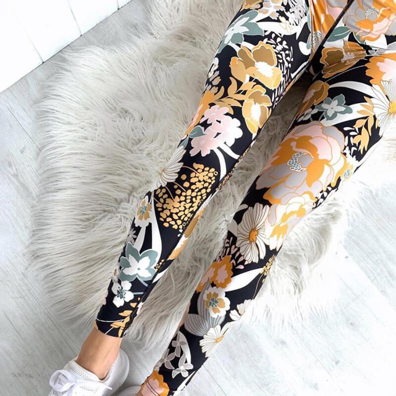 Sexy Black Floral Bodycon Skinny High Waist Two Pieces Set