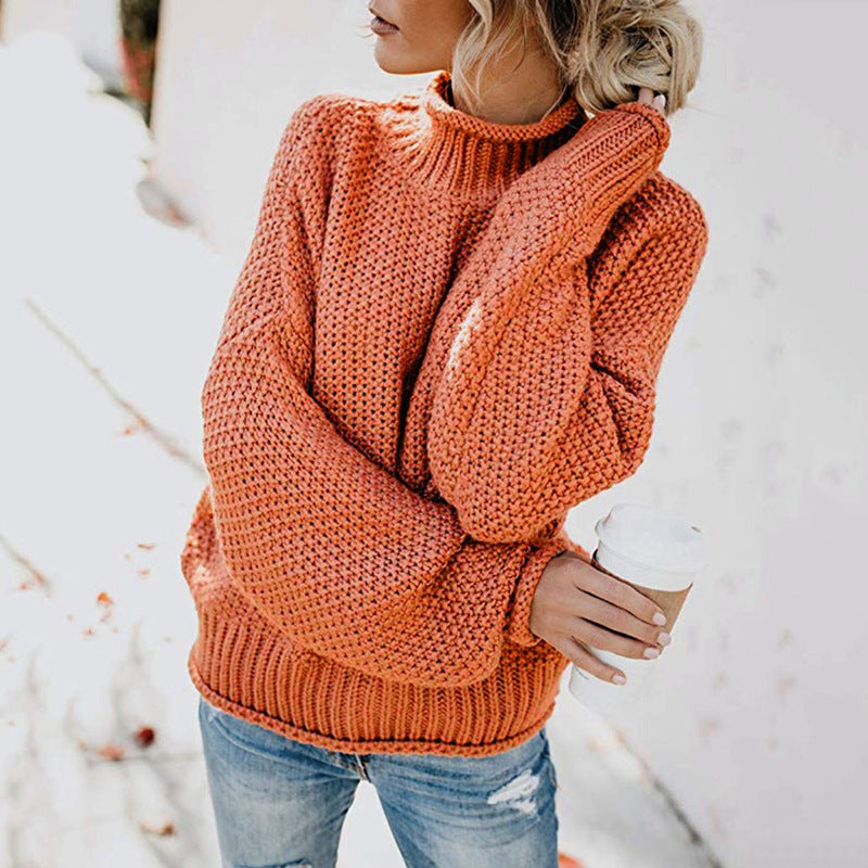 Turtleneck Textured Cozy Women Sweater