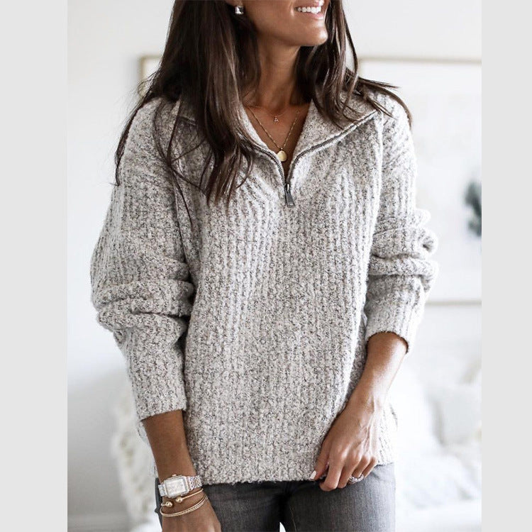 Oversized Half Zip Thick Pullover Knit Sweater