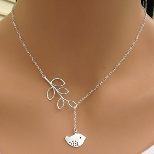 Stylish Women's Leaf Bird Pendant Necklace - May Your Fashion - 1