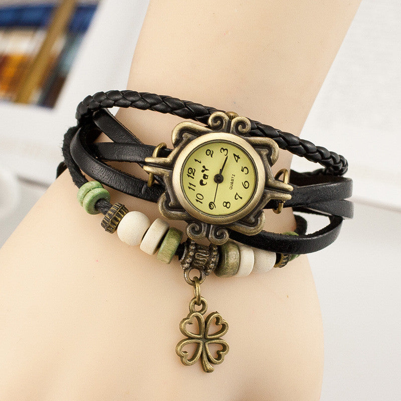 Retro Clover Woven Multilayer Watch