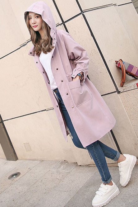 Simple Style Pockets Loose Long Hooded Coat – May Your Fashion