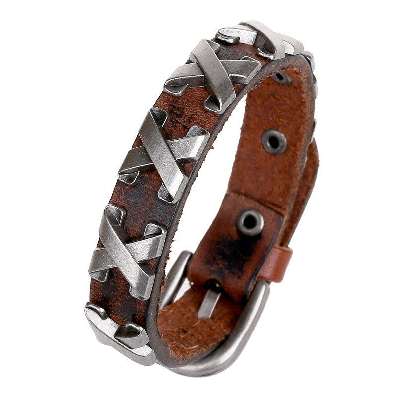 Alloy X Mark Leather Bracelet