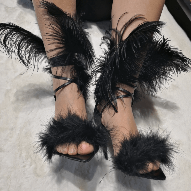 Stiletto High Heel Fur Party Sandals