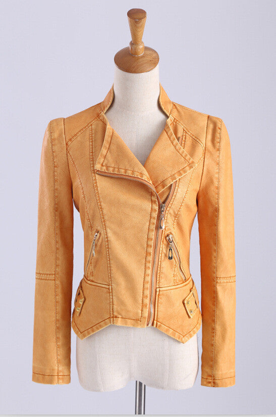 Zipper Pockets Lapel Crop Slim Jacket - May Your Fashion - 6