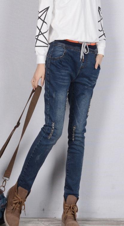 Plus Size Elastic Slim High Waist Straight Jeans - Meet Yours Fashion - 2