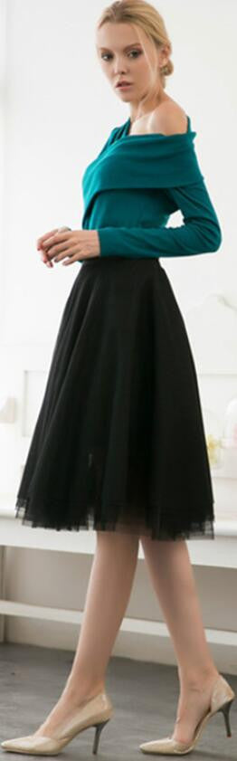 Fashion High Waist Pleated 5 Layers Flared Mesh Short Skirt