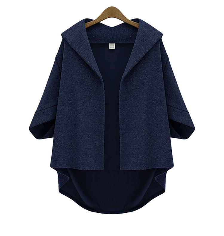 Solid 3/4 Sleeves Cardigan Batwing Plus Size Coat - May Your Fashion - 6