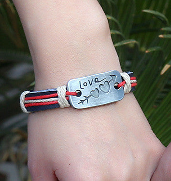 Sweet Arrow Through Heart Lovers Bracelet