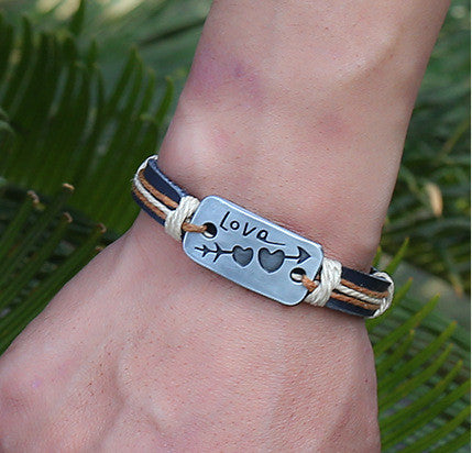 Sweet Arrow Through Heart Lovers Bracelet