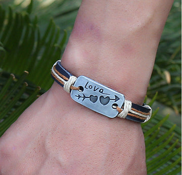 Sweet Arrow Through Heart Lovers Bracelet