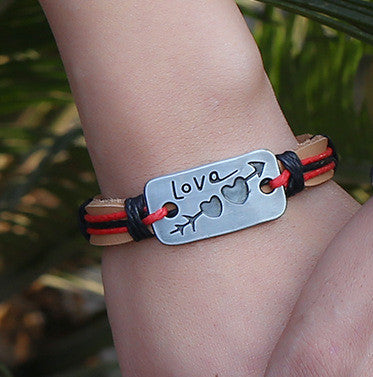 Sweet Arrow Through Heart Lovers Bracelet