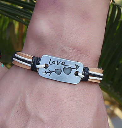 Sweet Arrow Through Heart Lovers Bracelet