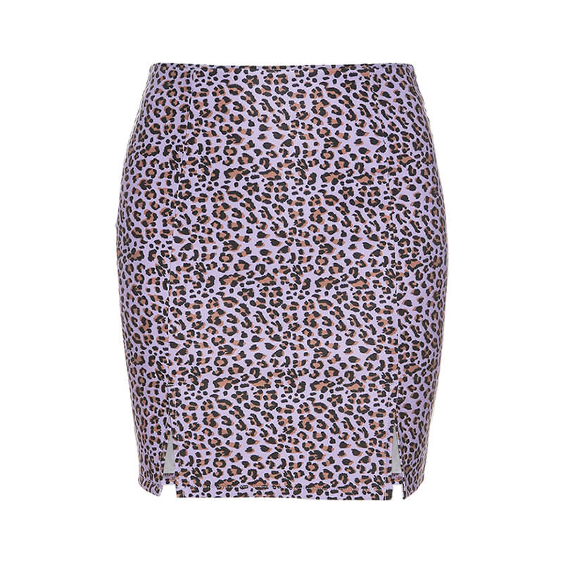 Sexy Purple Leopard Bodycon Mini Skirts