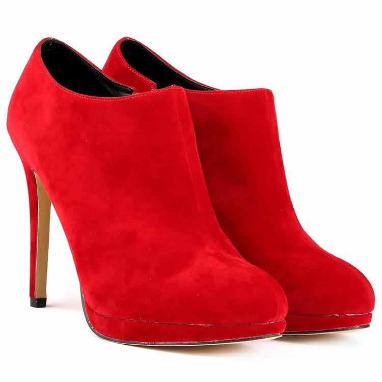 Suede High-End Round Head Zipper Ankle Boots