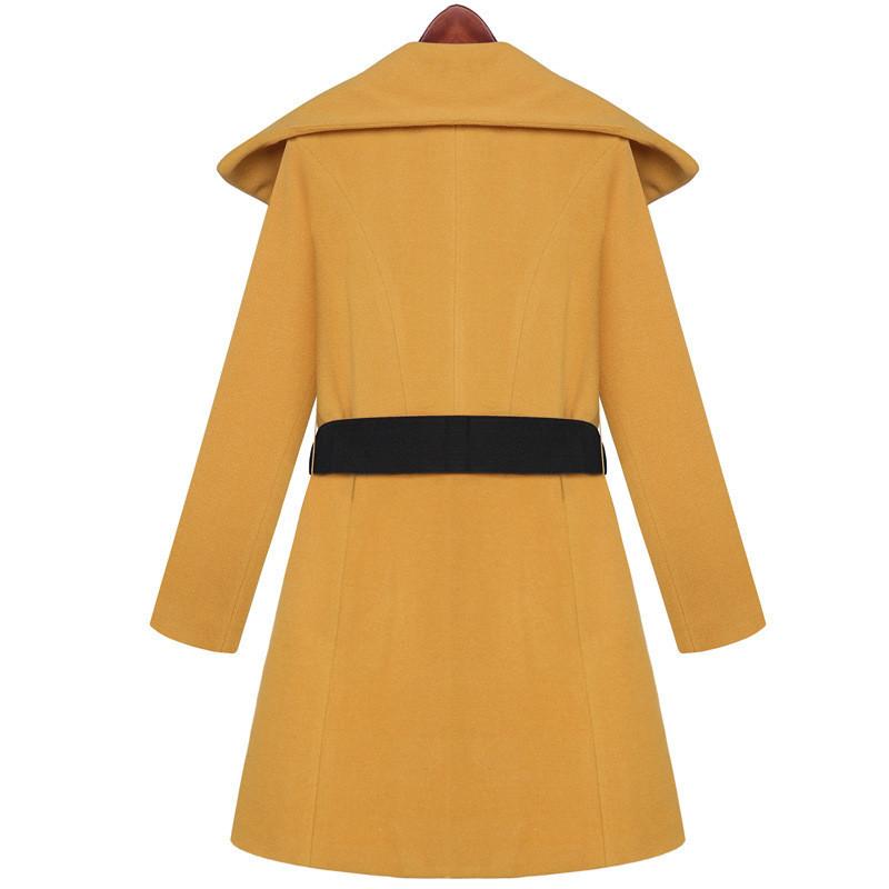 Lapel Collar Slim Long Wool Coat - Meet Yours Fashion - 3