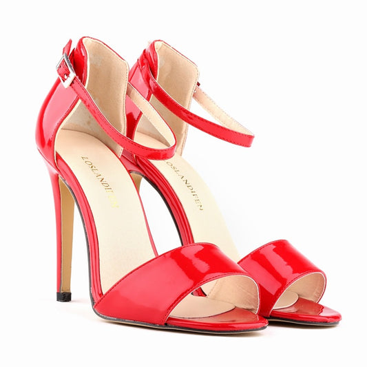 Summer High Heel Open Toe Mature Patent Leather Women's Sandals