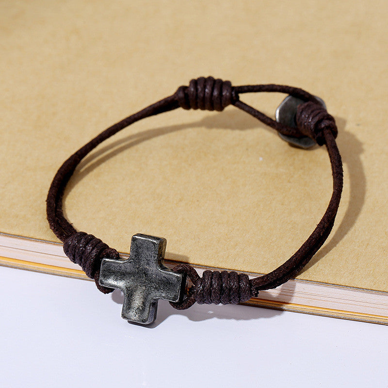 Unique Cross Leather Bracelet