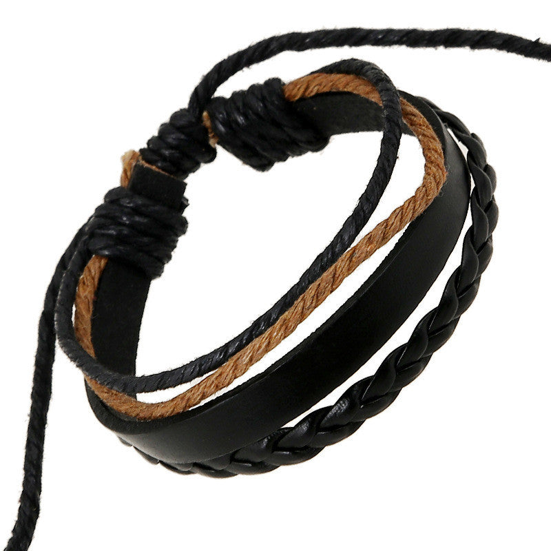 Simple Multilayer Woven Leather Bracelet