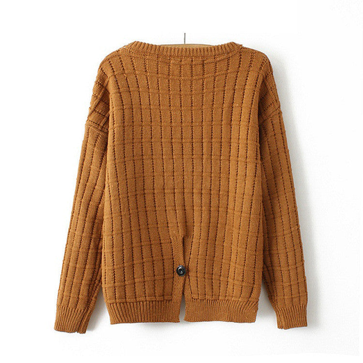 Pullover Scoop Solid Color Irregular Split Knit Sweater 