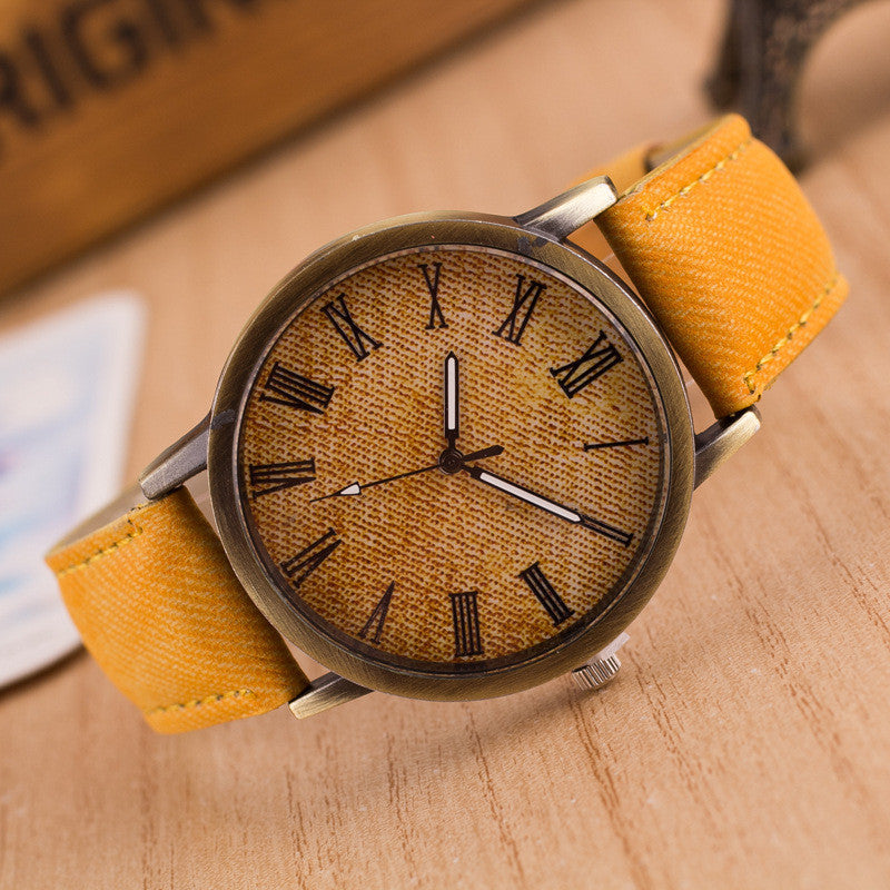 Classic Denim Strap Roman Number Watch