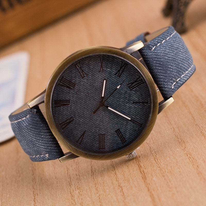 Classic Denim Strap Roman Number Watch