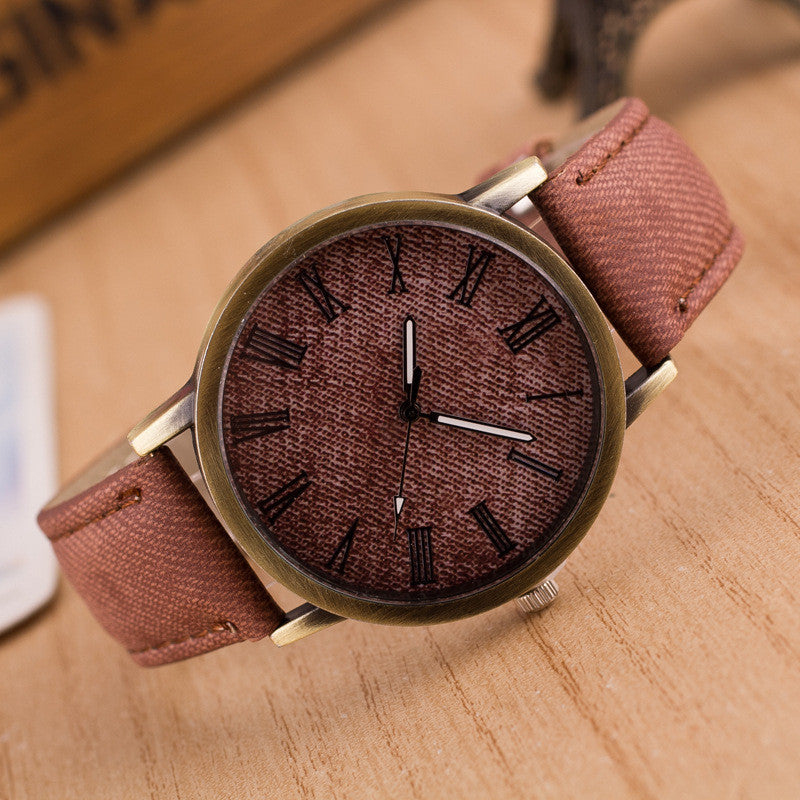 Classic Denim Strap Roman Number Watch