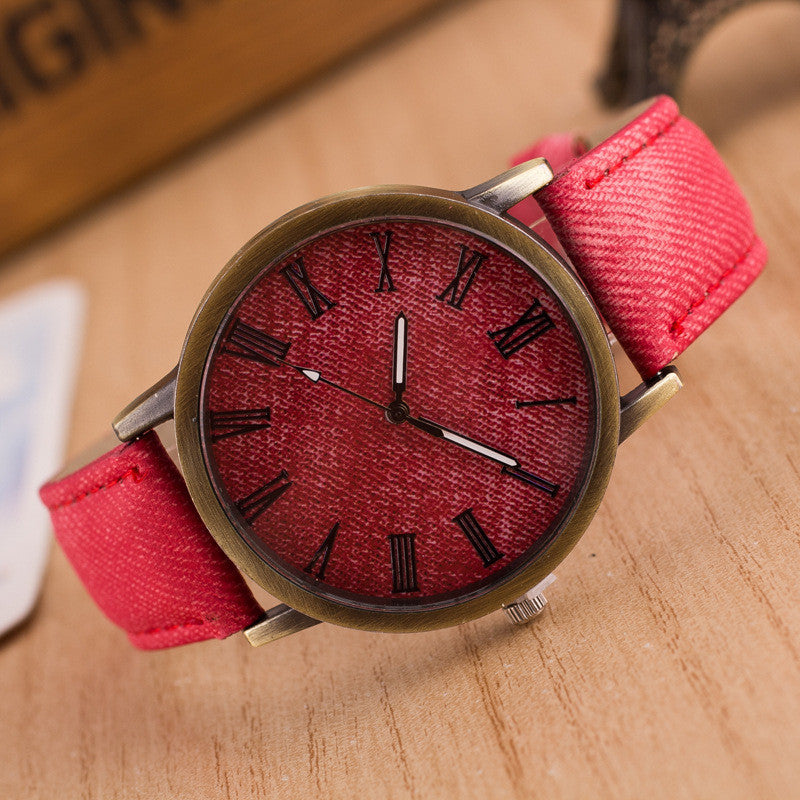 Classic Denim Strap Roman Number Watch