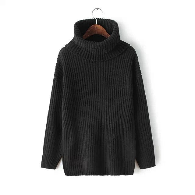 Lapel Pullover Loose High Collar Solid Sweater - May Your Fashion - 5