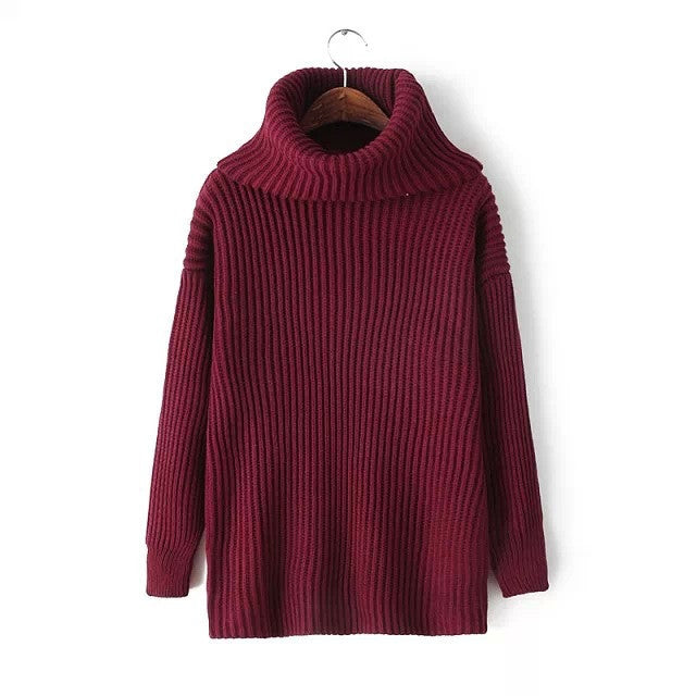 Lapel Pullover Loose High Collar Solid Sweater - May Your Fashion - 6