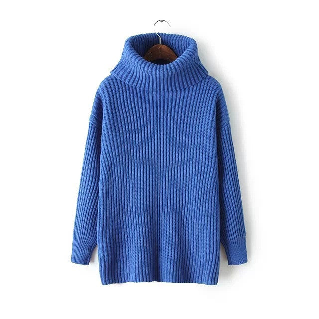 Lapel Pullover Loose High Collar Solid Sweater - May Your Fashion - 3