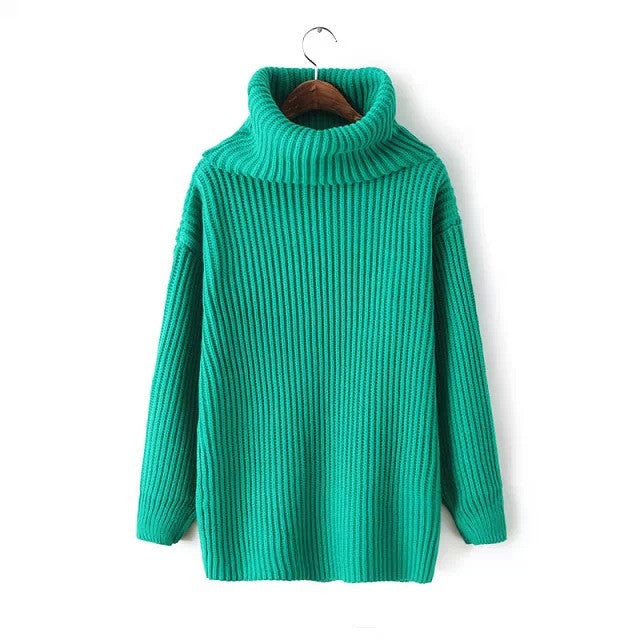 Lapel Pullover Loose High Collar Solid Sweater - May Your Fashion - 12