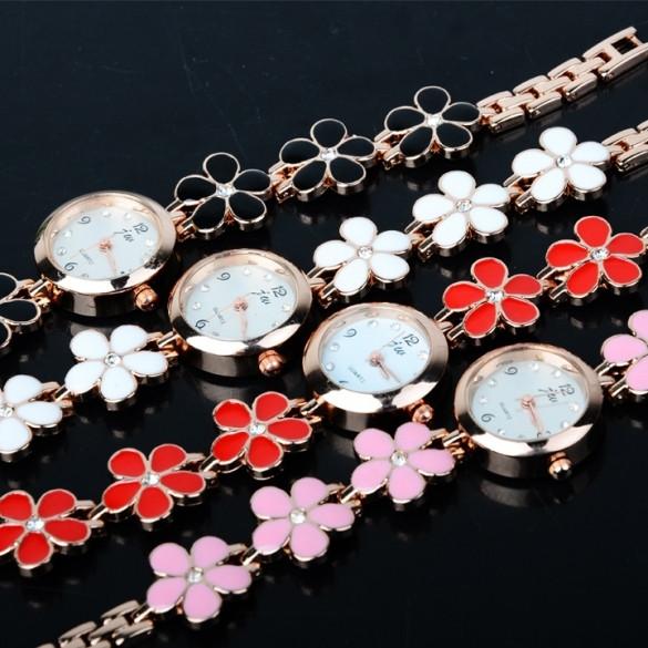 Women's Daisies Flower Rose Gold Bracelet Wrist Watch Quartz