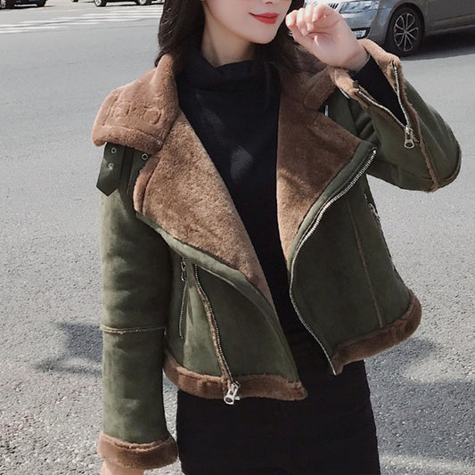 Green Shearling Suedette Jacket