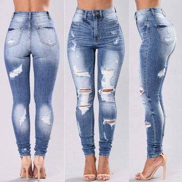 Low Waist Cut Out Rough Curled Long Jeans Denim Pants