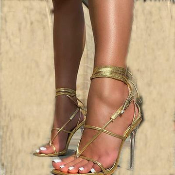 Cross Strap Crystal Transparent Stiletto Sandals
