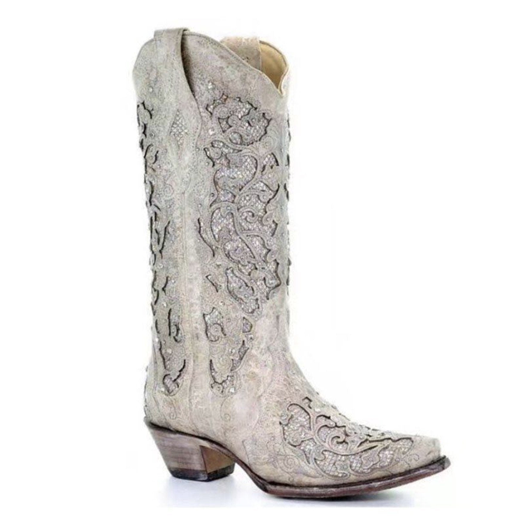 Pointed Toe Slip-On Plain Chunky Heel Western Embroidery Boots