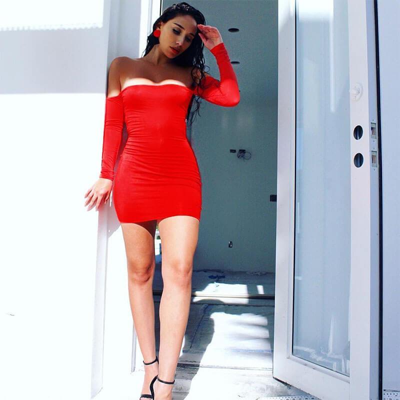 Off Shoulder Lace Up Bodycon Dress