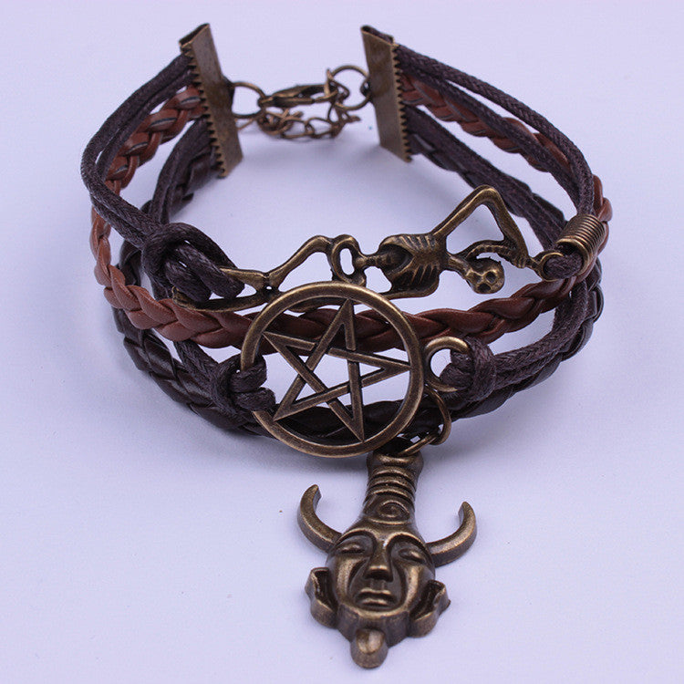 Indian Skull Avatar Rope Woven Bracelet