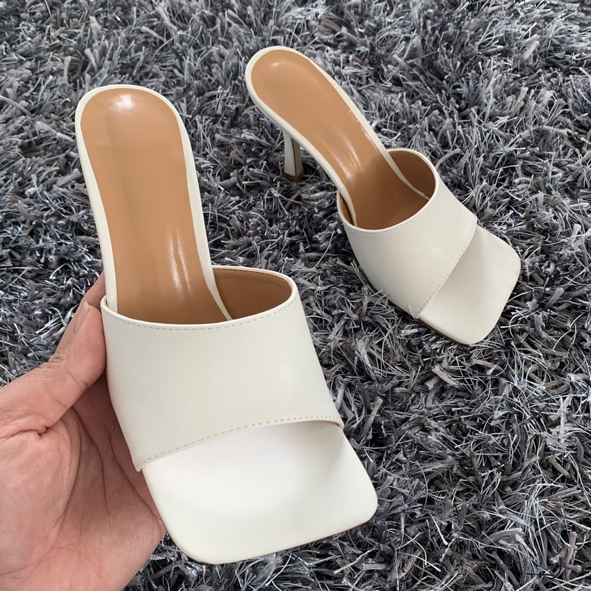 Square Toe Heels Sandals Slippers Mules Sandals