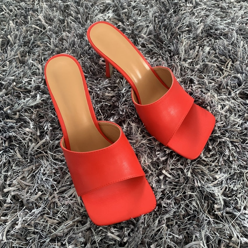 Square Toe Heels Sandals Slippers Mules Sandals