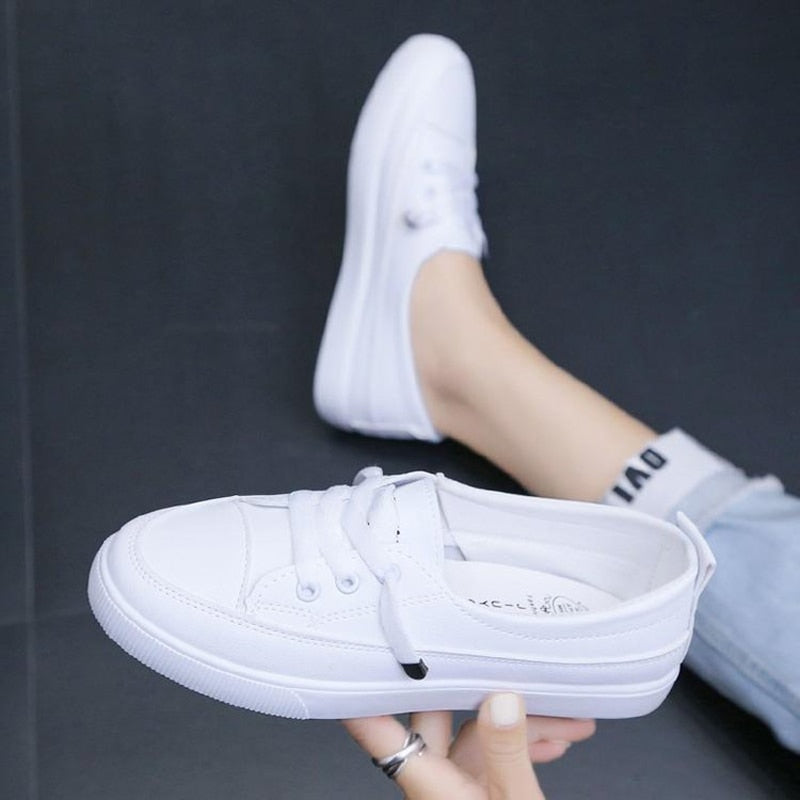 Leather Lace Up Platform Flat Loafers Sneakers